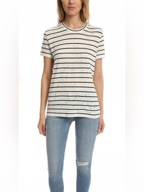IRO Women's 'Mina' striped linen knit distressed T-shirt